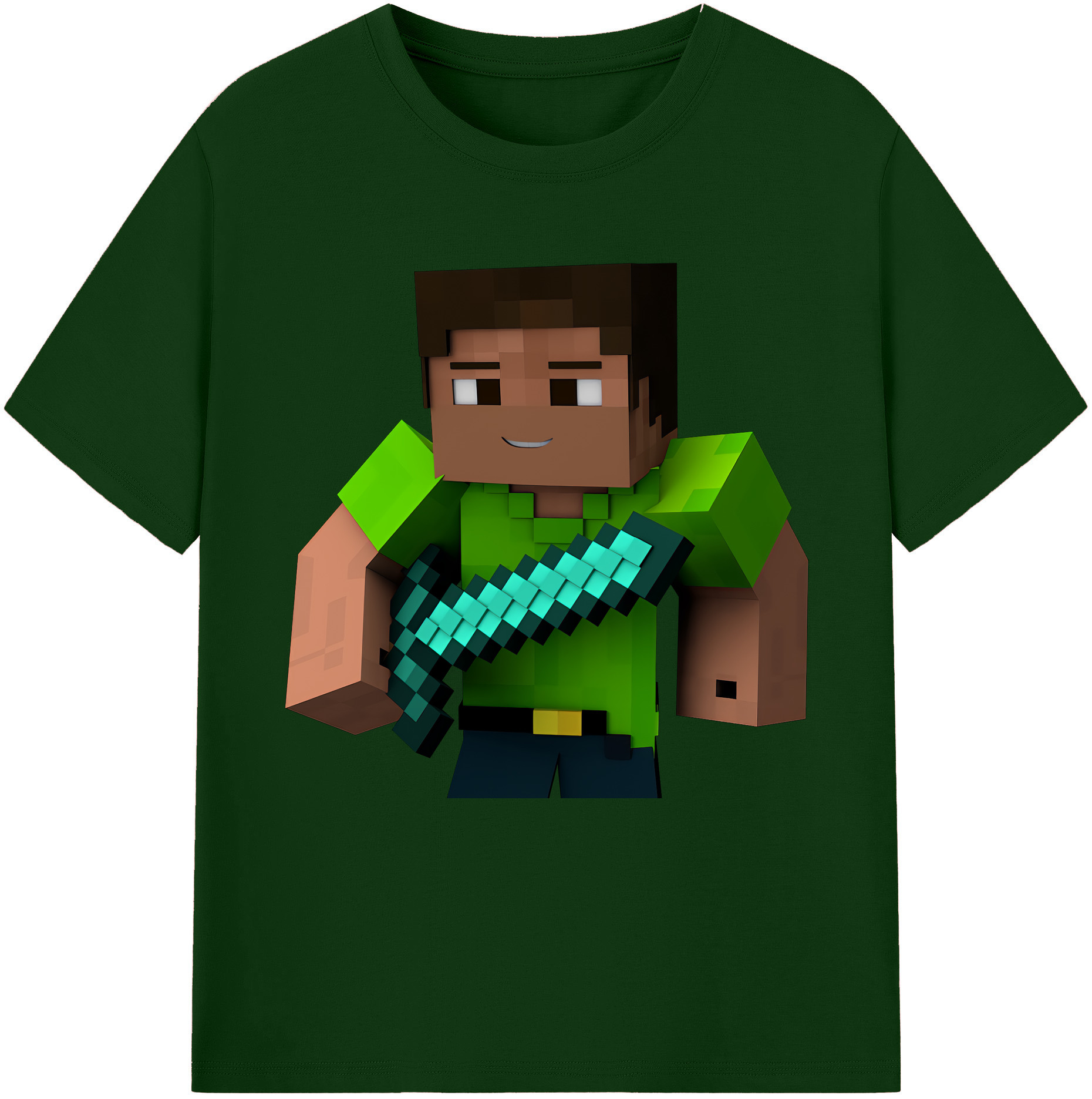 （画像用） マインクラフト ブロックの世界 Minecraft MC Block world 綿100％半袖Tシャツ（フロントプリント）